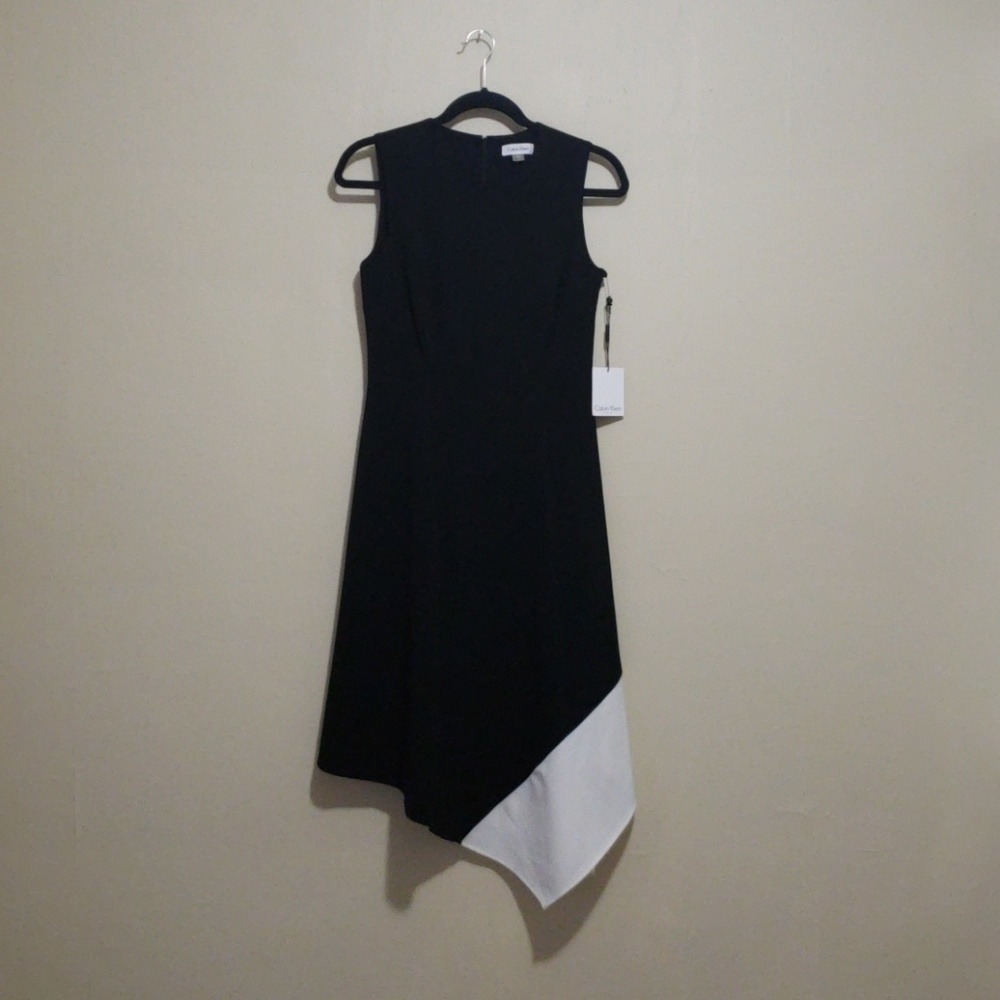 Calvin Klein Sheath Midi Asymmetrical Dress